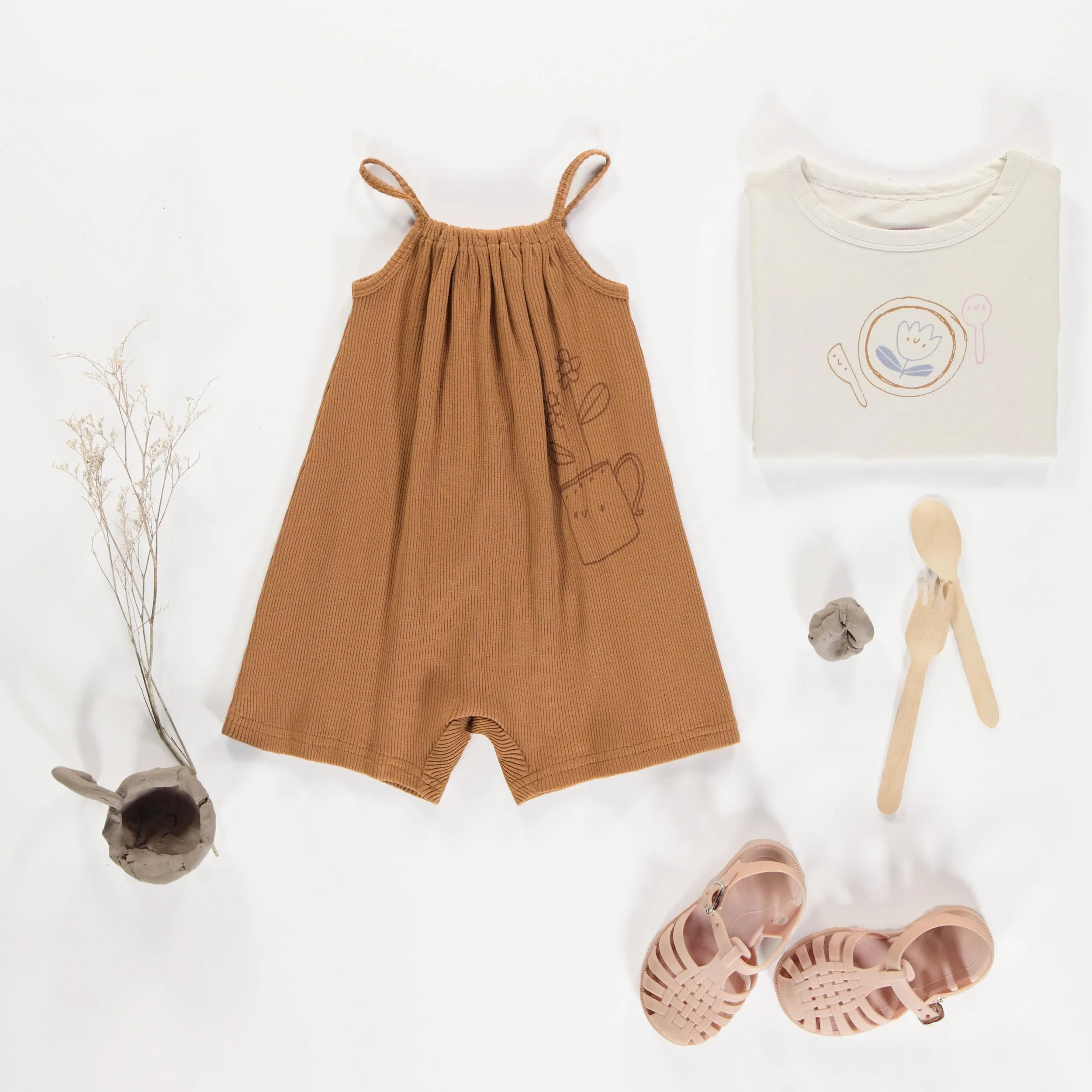 T-shirt ivoire à manches courtes en coton, bébé || Ivory t-shirt with short sleeves in cotton, baby