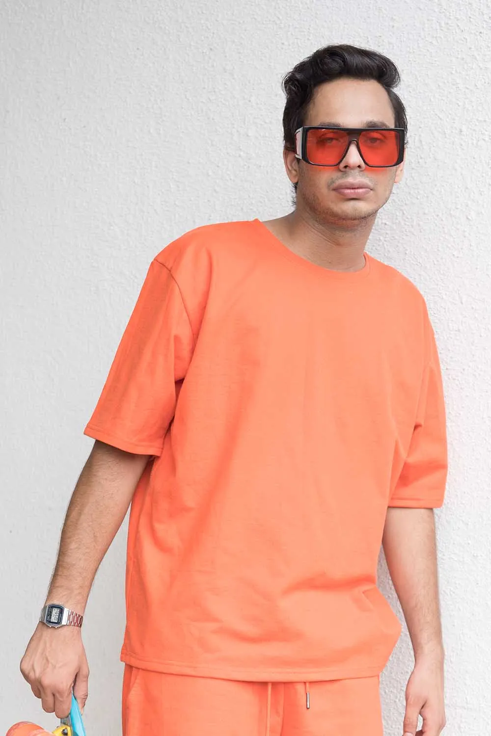 Tangerine Oversized T-shirt Shorts Co-ord