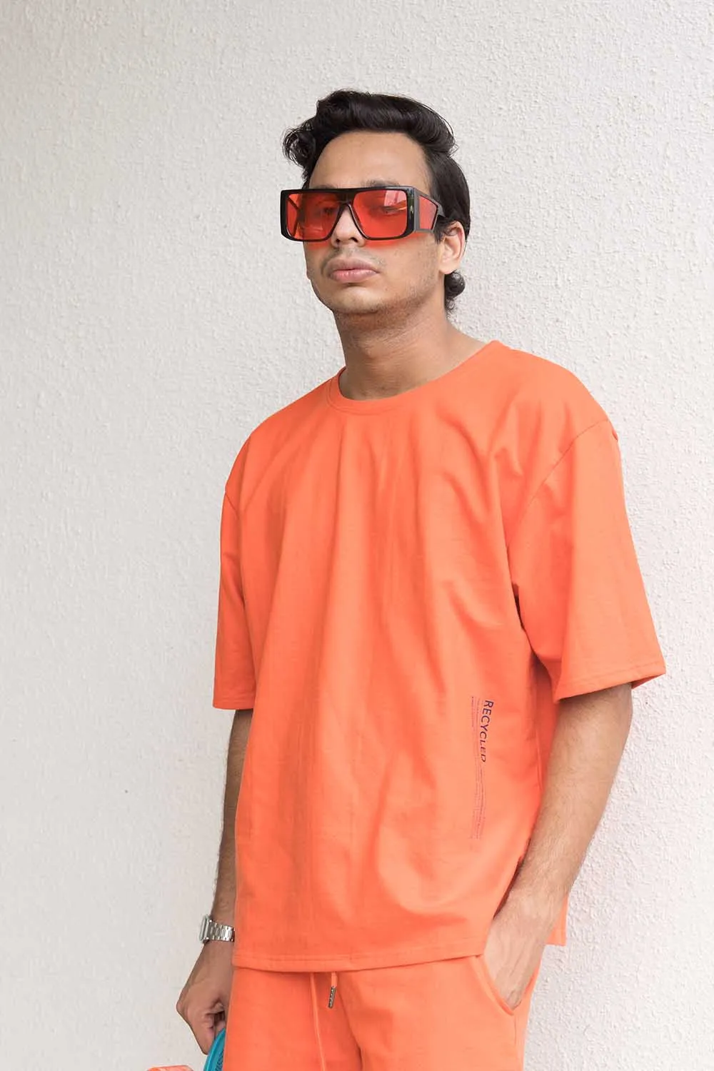 Tangerine Oversized T-shirt Shorts Co-ord