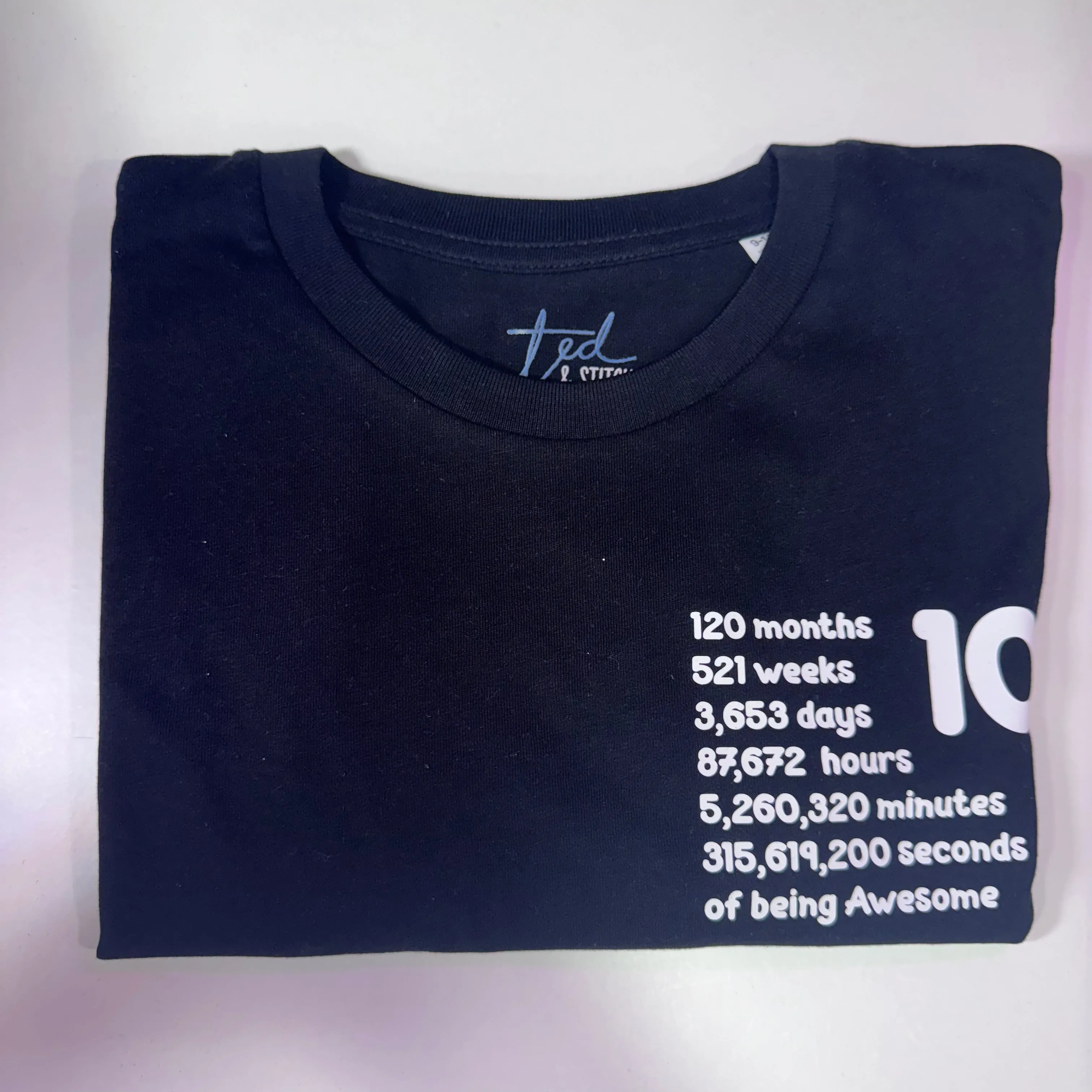 Ted & Stitch Boys Black Birthday T-Shirt Select Age