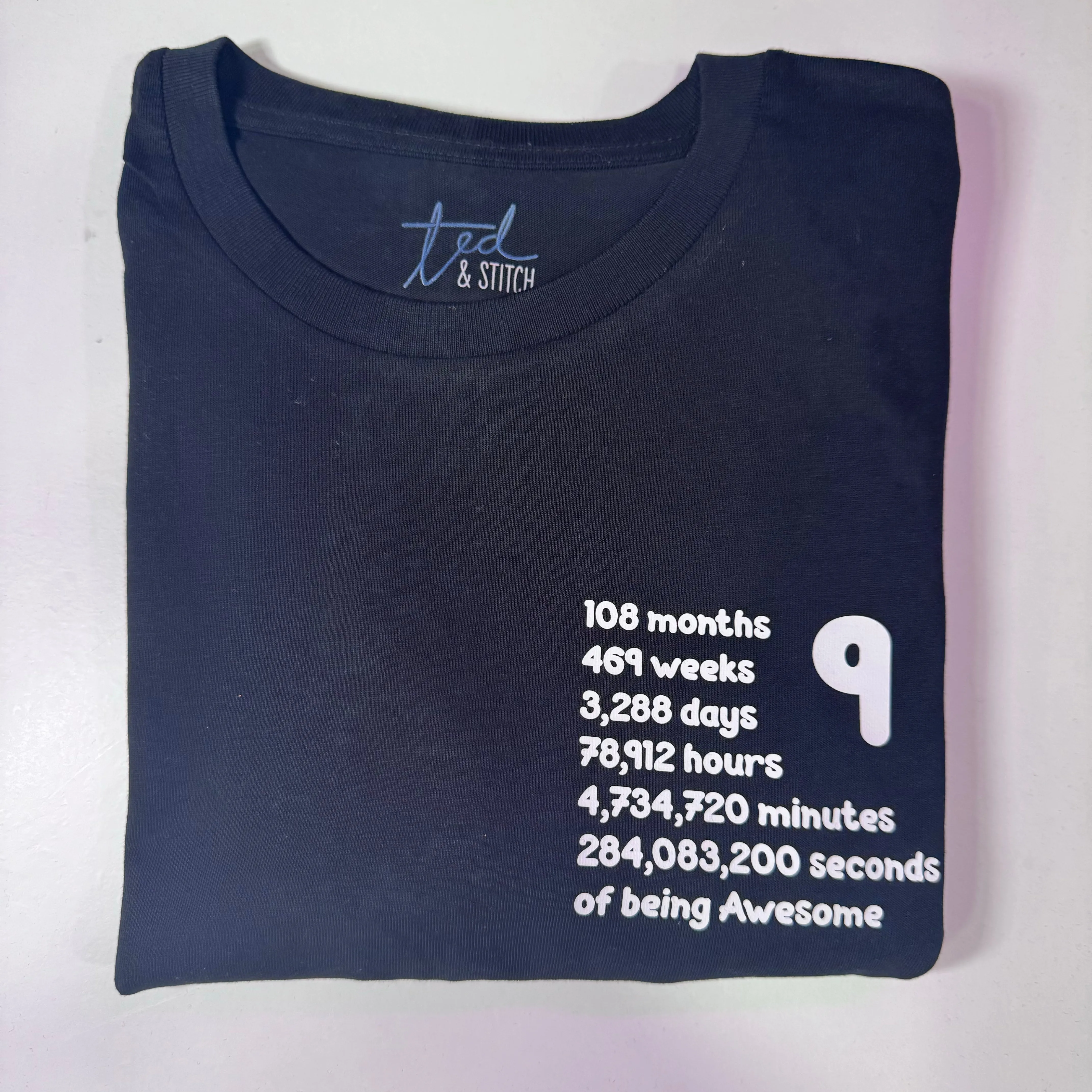Ted & Stitch Boys Black Birthday T-Shirt Select Age