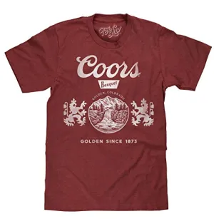 Tee Luv Coors Beer T-Shirt - Retro Coors Banquet Golden Colorado Lion Logo Shirt (Brick Heather) (XL)