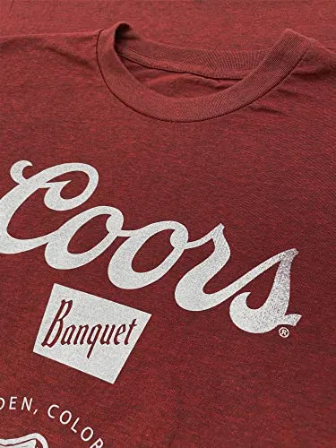 Tee Luv Coors Beer T-Shirt - Retro Coors Banquet Golden Colorado Lion Logo Shirt (Brick Heather) (XL)