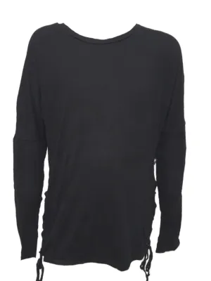 TEREZ Girl's Black Laced Long Sleeve Shirt #1105546 Medium NWT