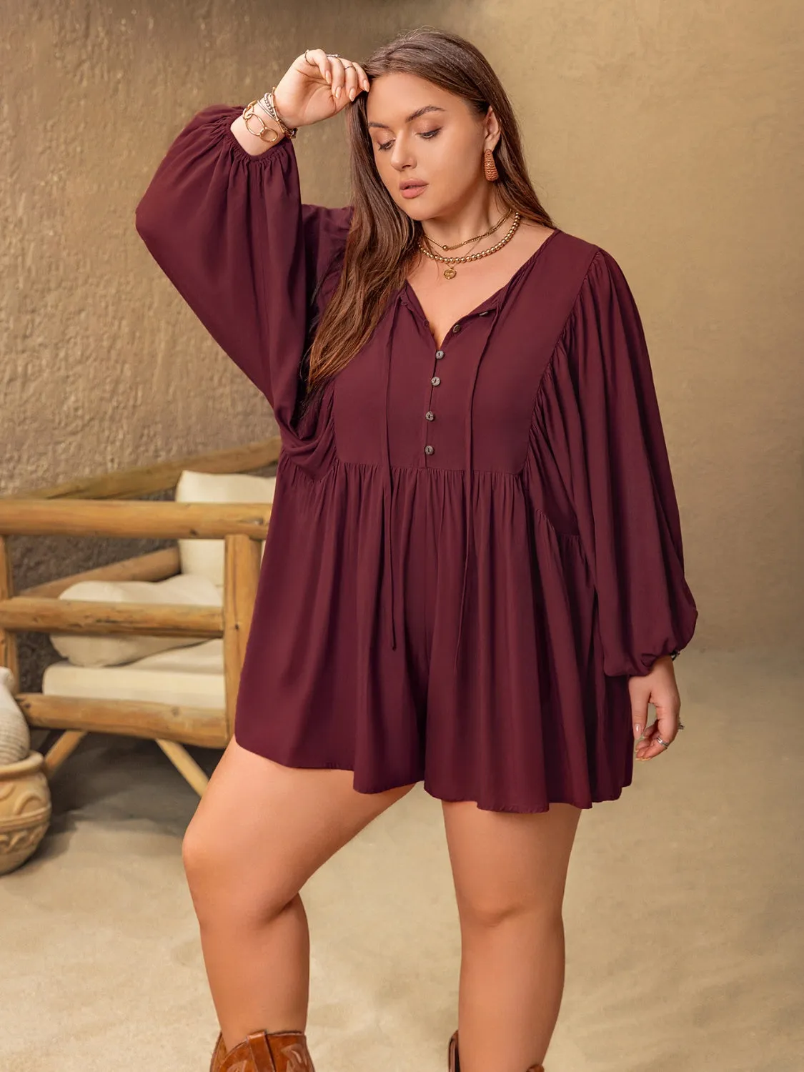 The Curvy Chic Tie Neck Romper