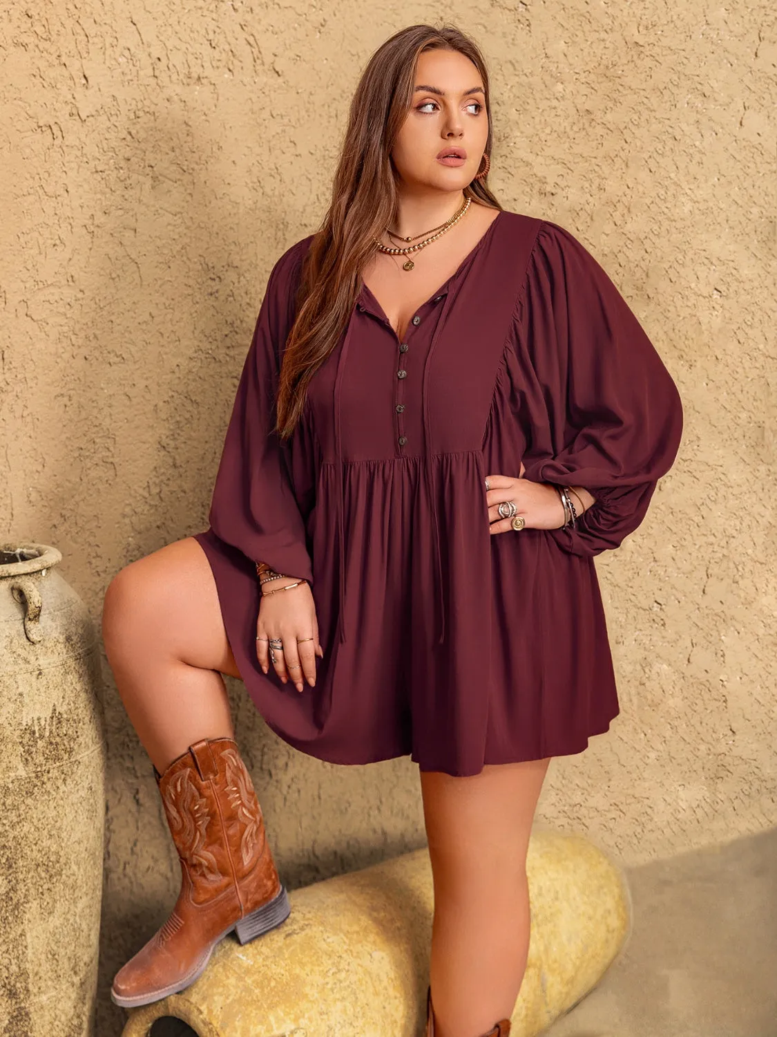 The Curvy Chic Tie Neck Romper