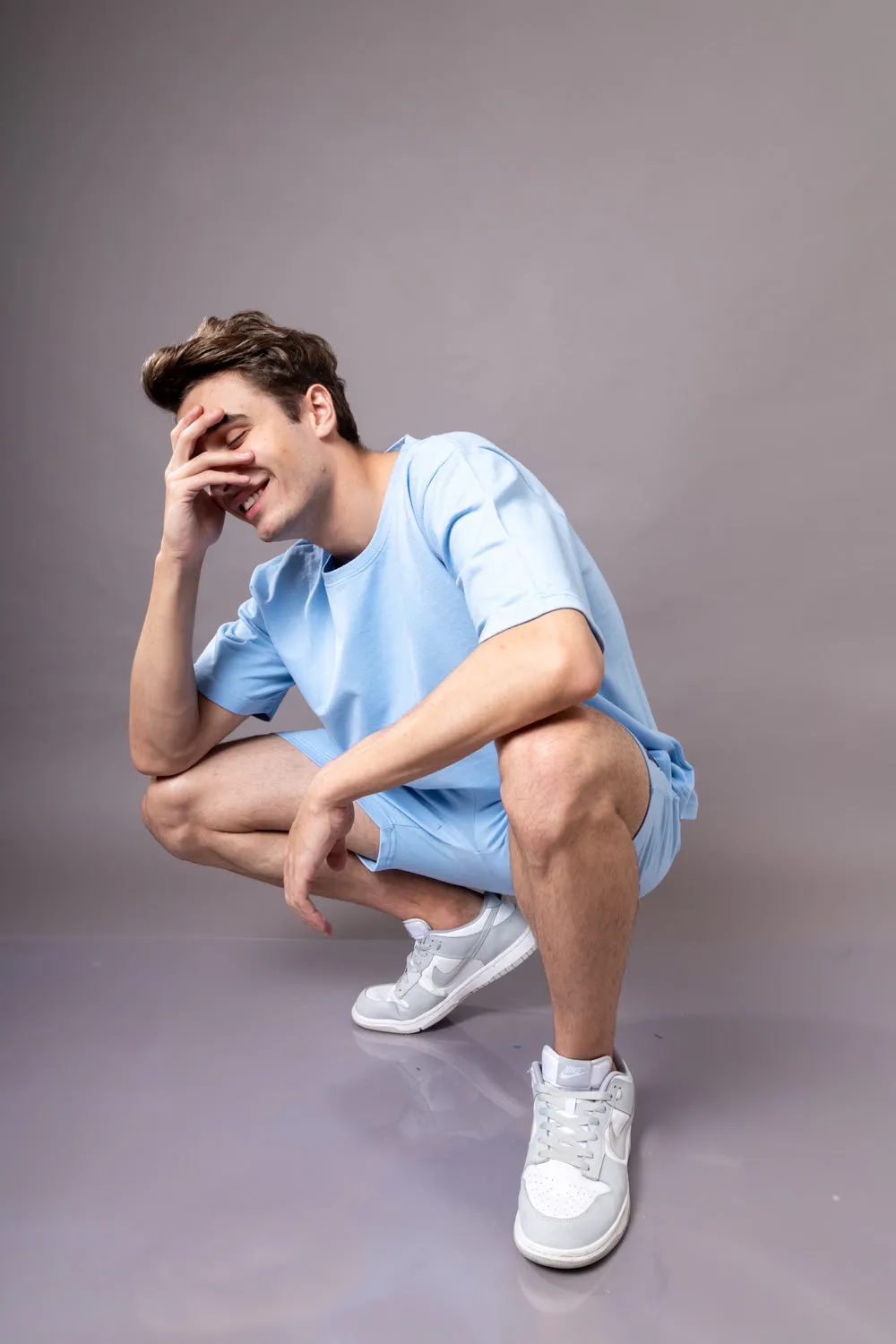 Tranquil Sky Blue  Oversized T-shirt and Shorts Co-Ord