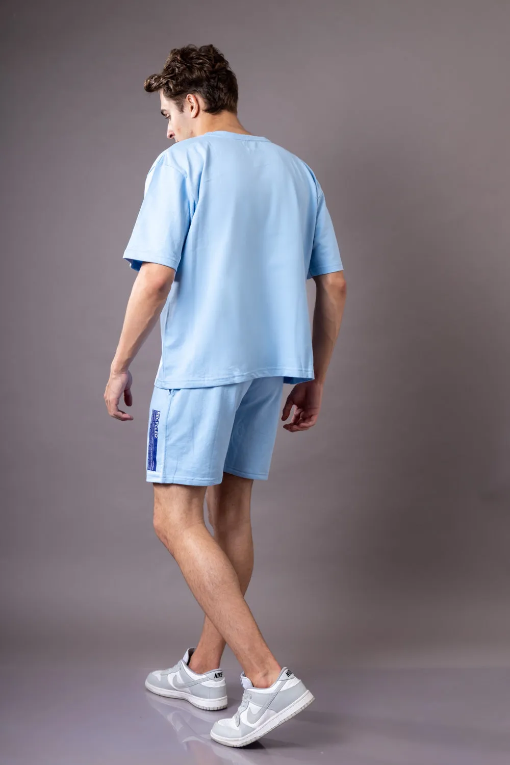 Tranquil Sky Blue  Oversized T-shirt and Shorts Co-Ord