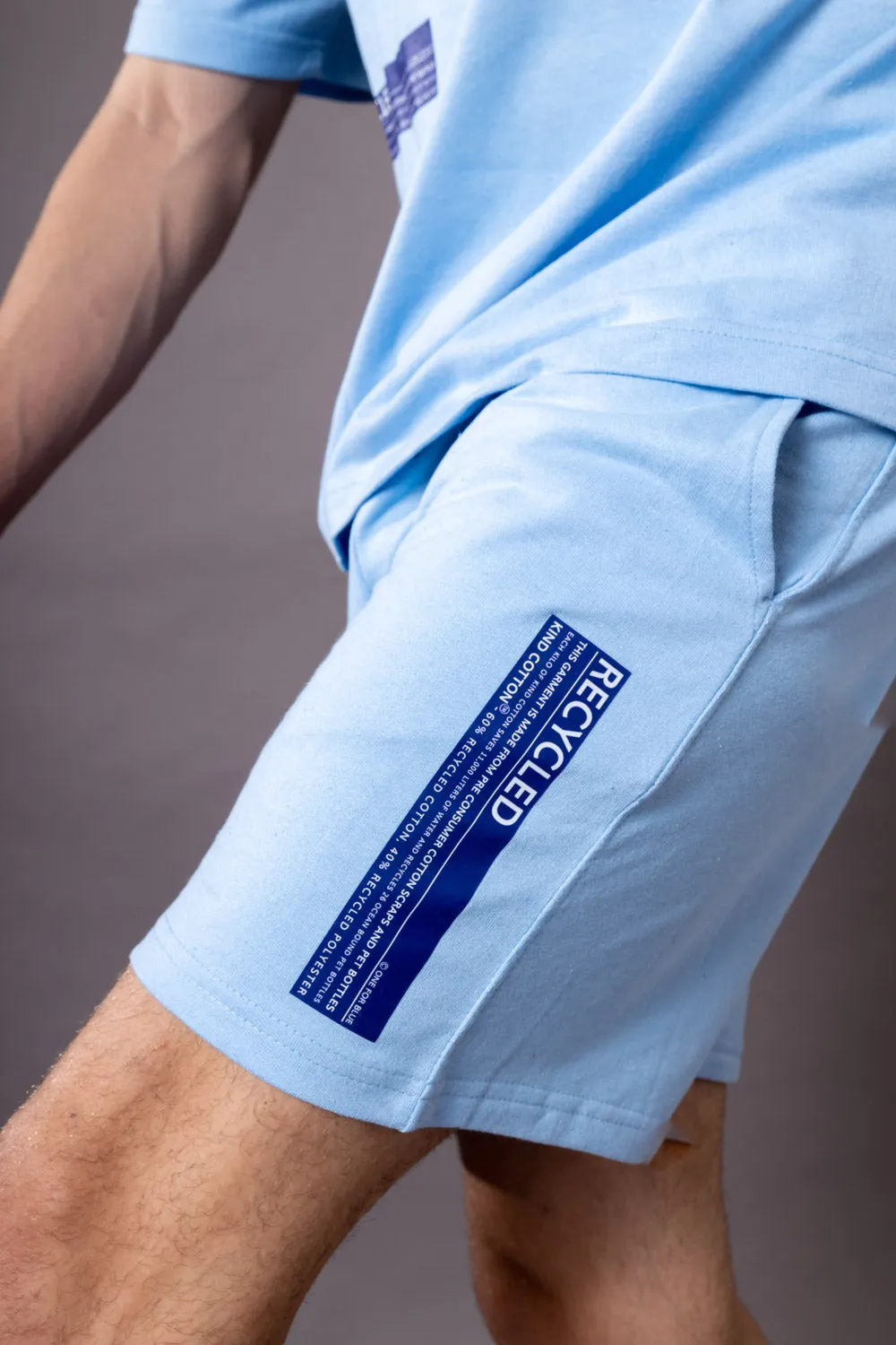 Tranquil Sky Blue  Oversized T-shirt and Shorts Co-Ord