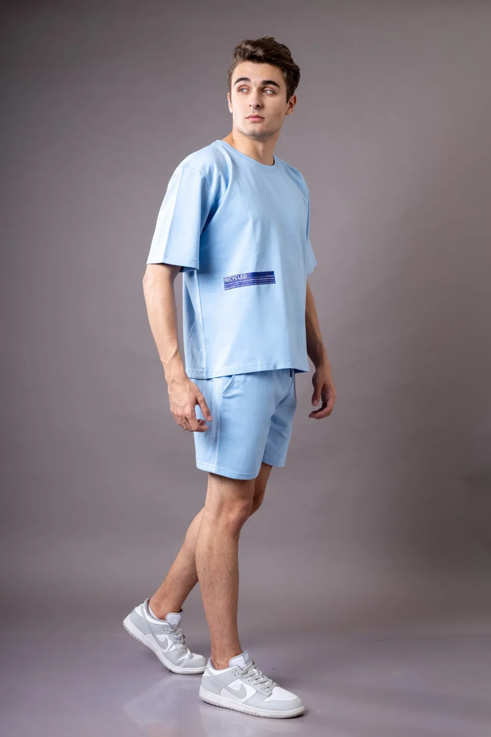 Tranquil Sky Blue  Oversized T-shirt and Shorts Co-Ord