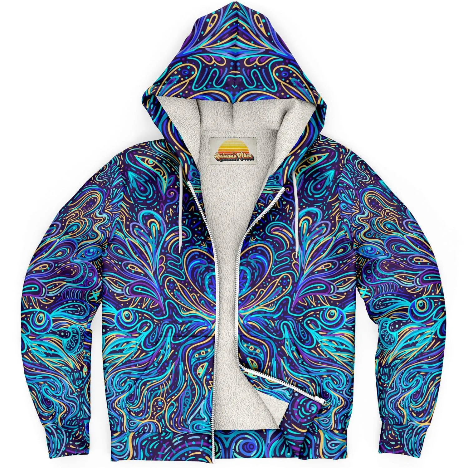 Trippy Psychedelic Blue Turquoise | Zip Up Hoodie