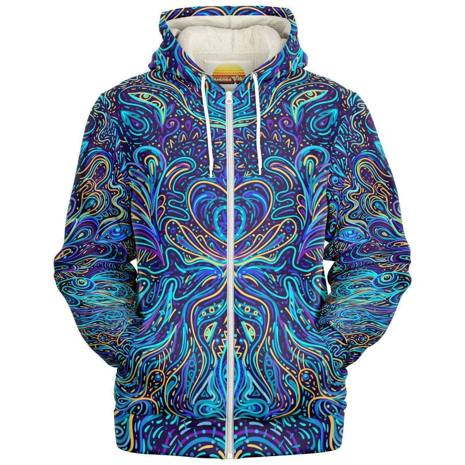 Trippy Psychedelic Blue Turquoise | Zip Up Hoodie