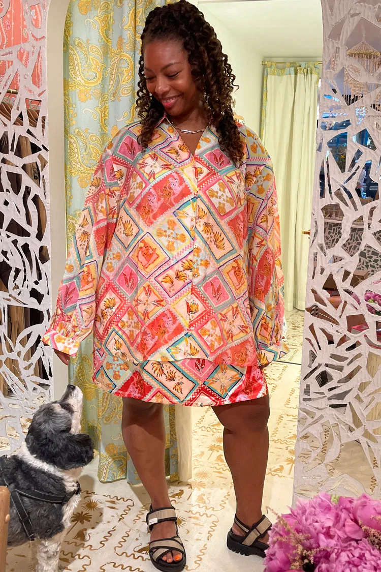 Tropical Tile Oversized Shirt