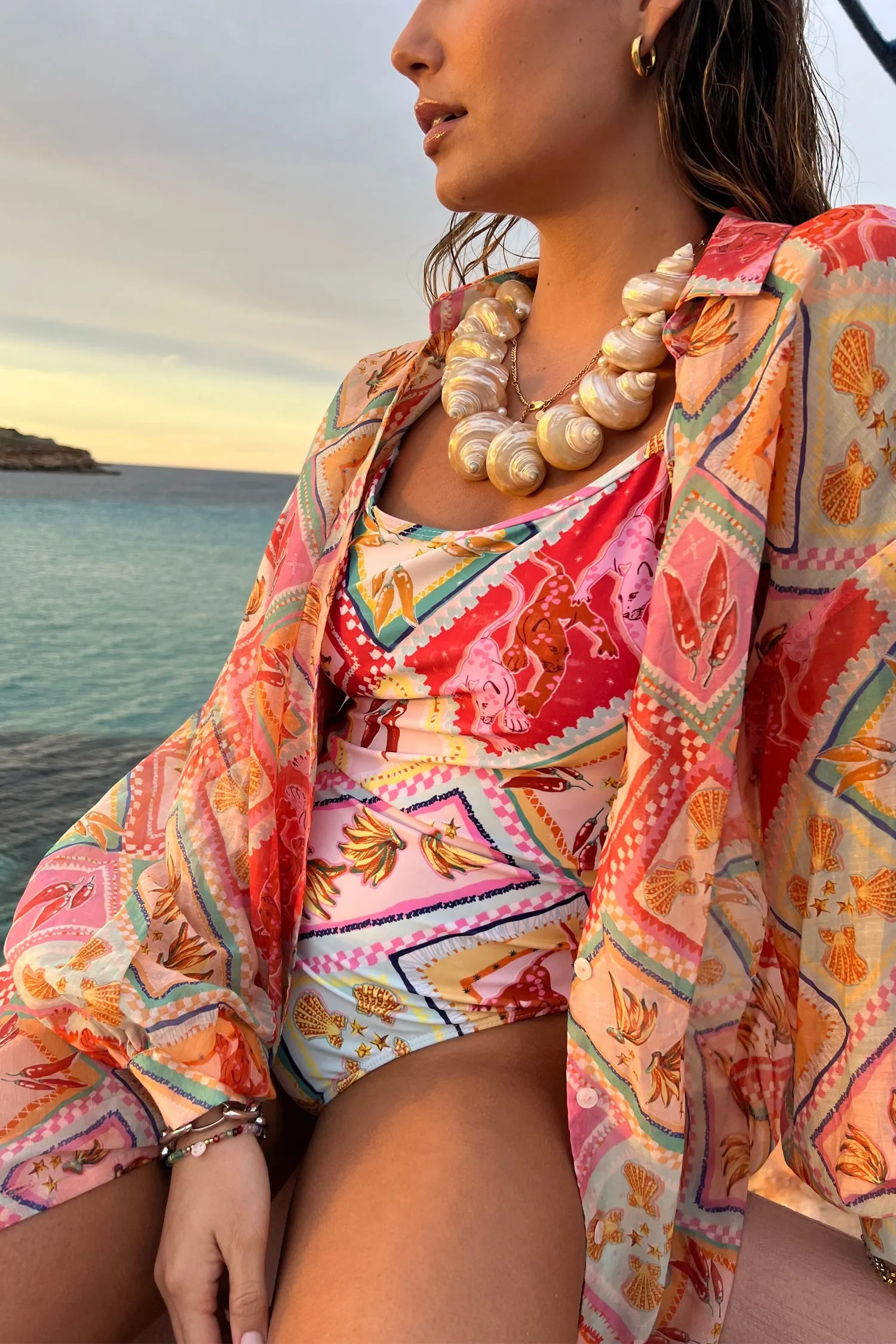 Tropical Tile Oversized Shirt