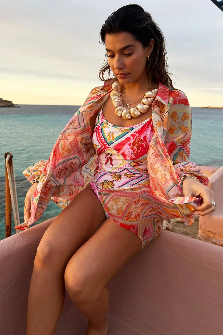 Tropical Tile Oversized Shirt