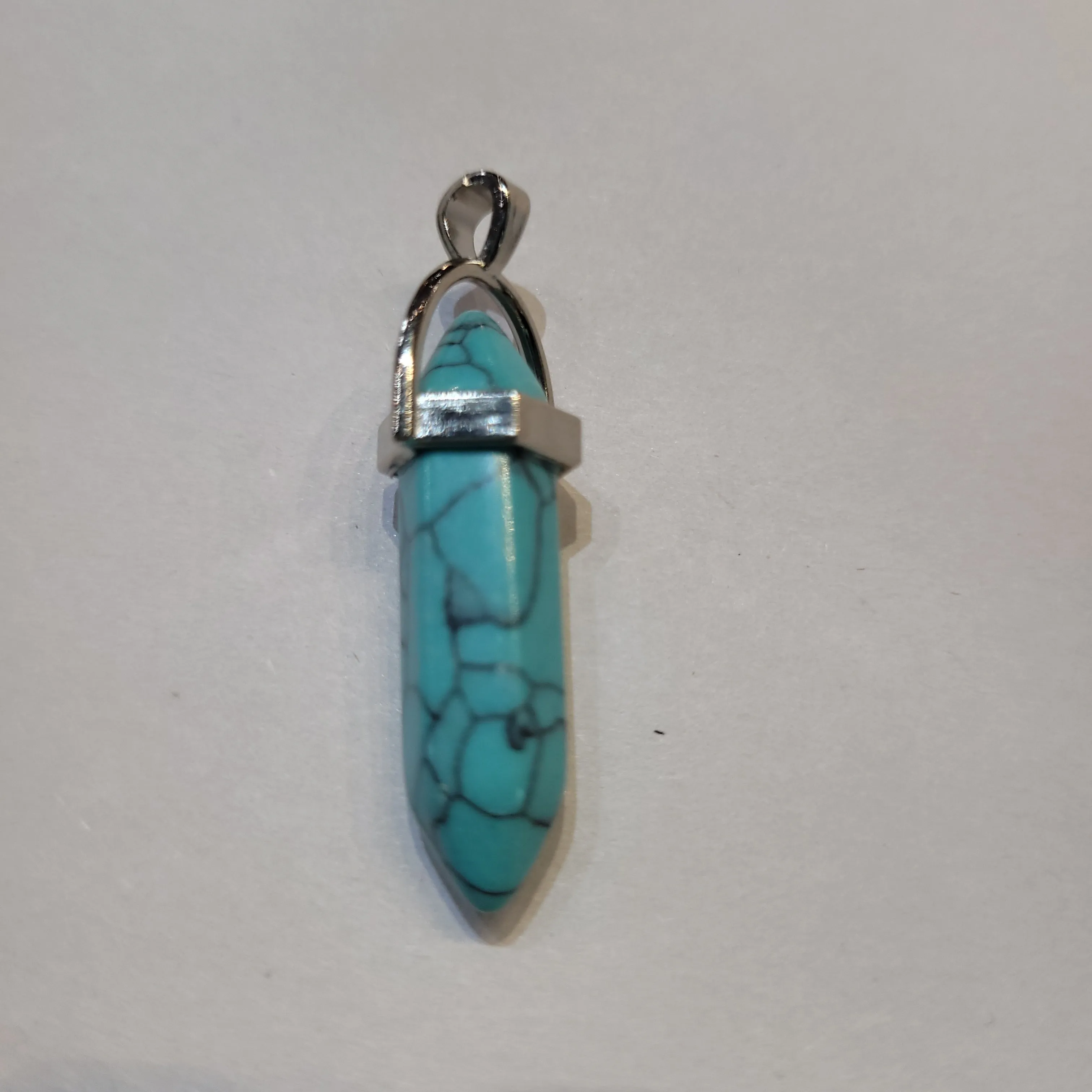 Turquoise Howlite Crystal Point Pendant
