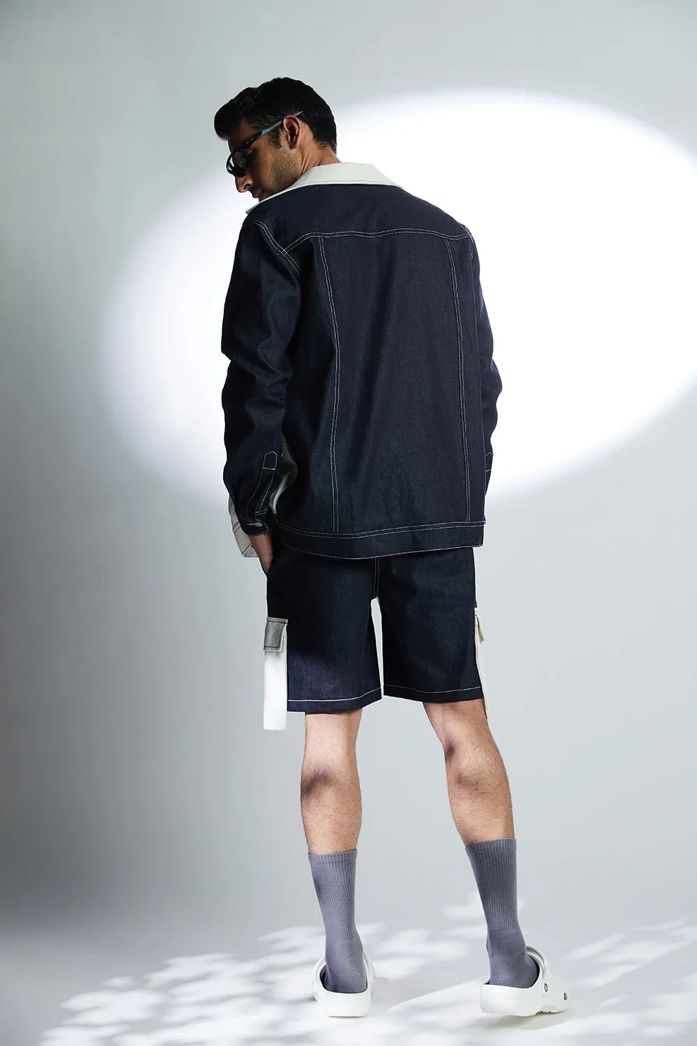 TWO-TONE DENIM SHORT