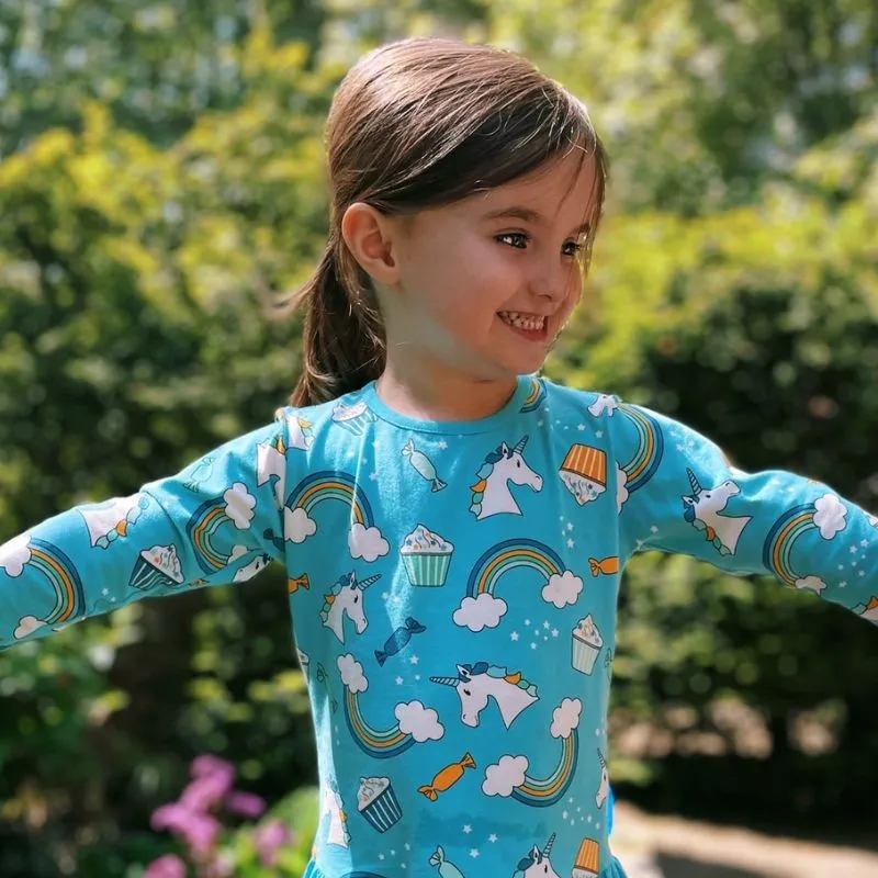 Villervalla Kids Unicorn Top - Aruba Blue