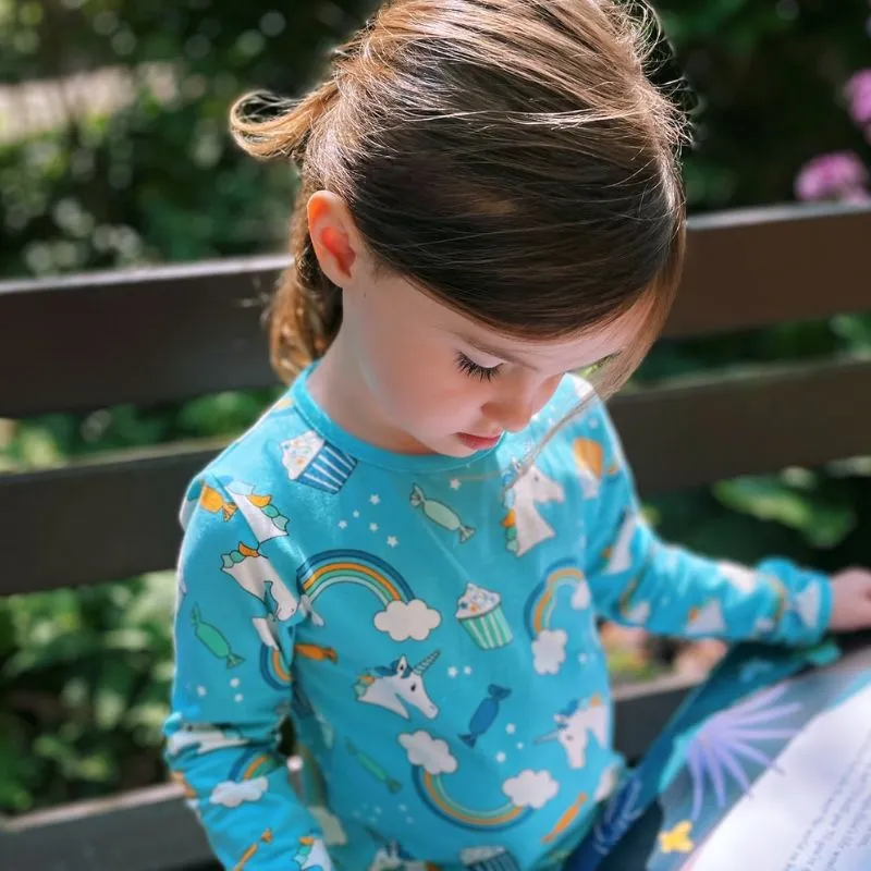 Villervalla Kids Unicorn Top - Aruba Blue