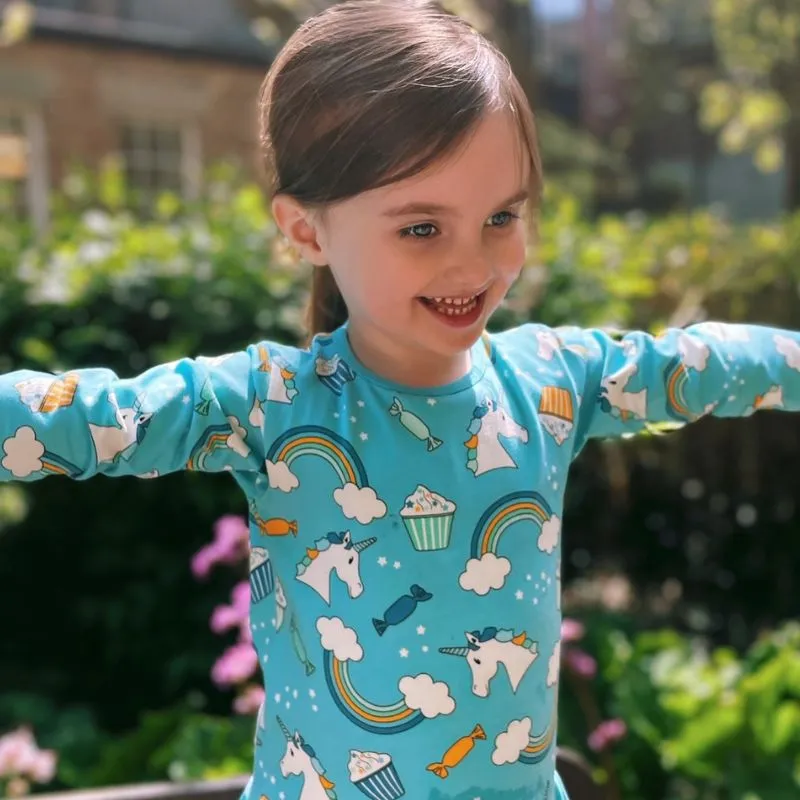 Villervalla Kids Unicorn Top - Aruba Blue