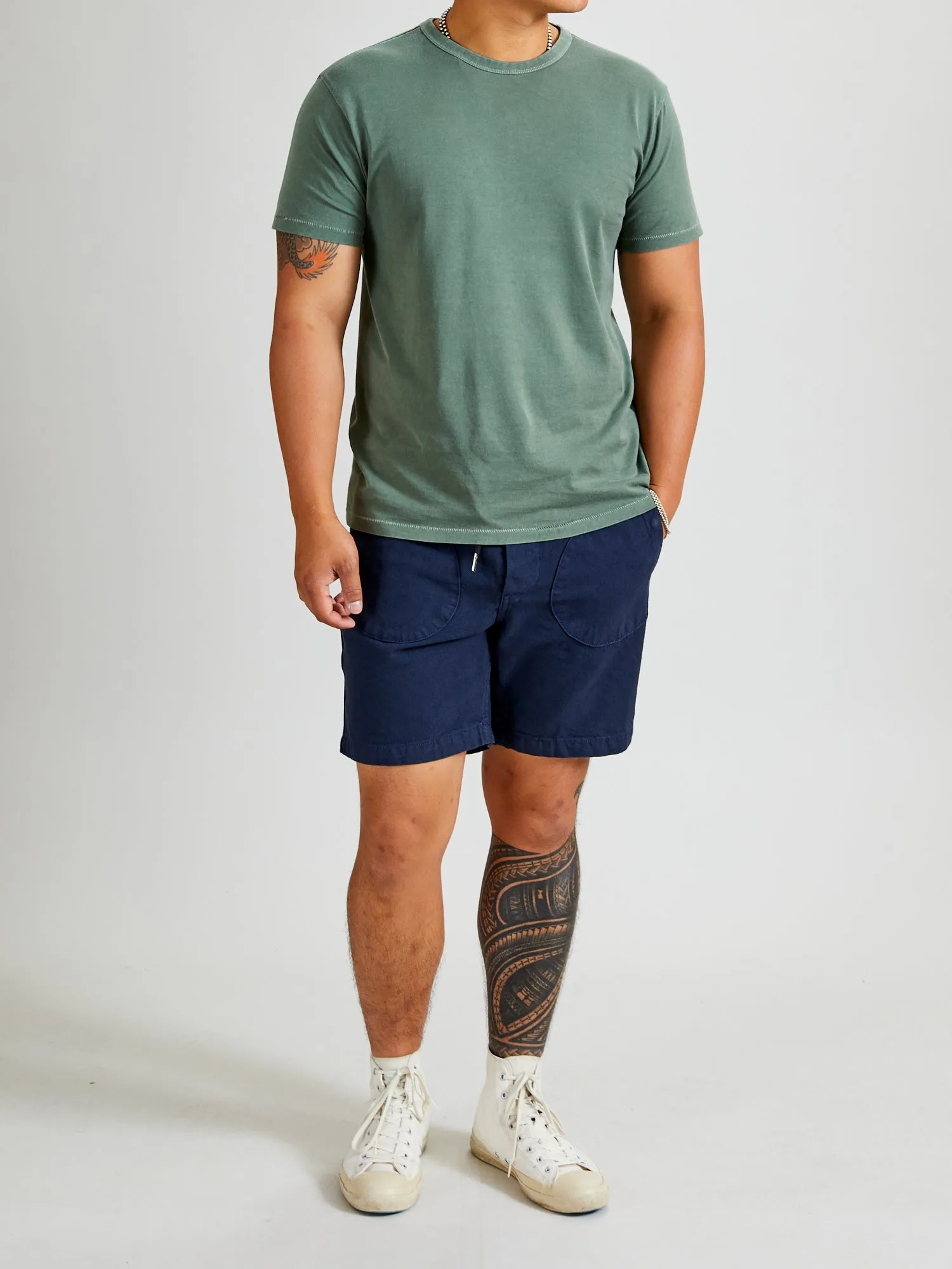Vintage Knit T-Shirt in Forest Green