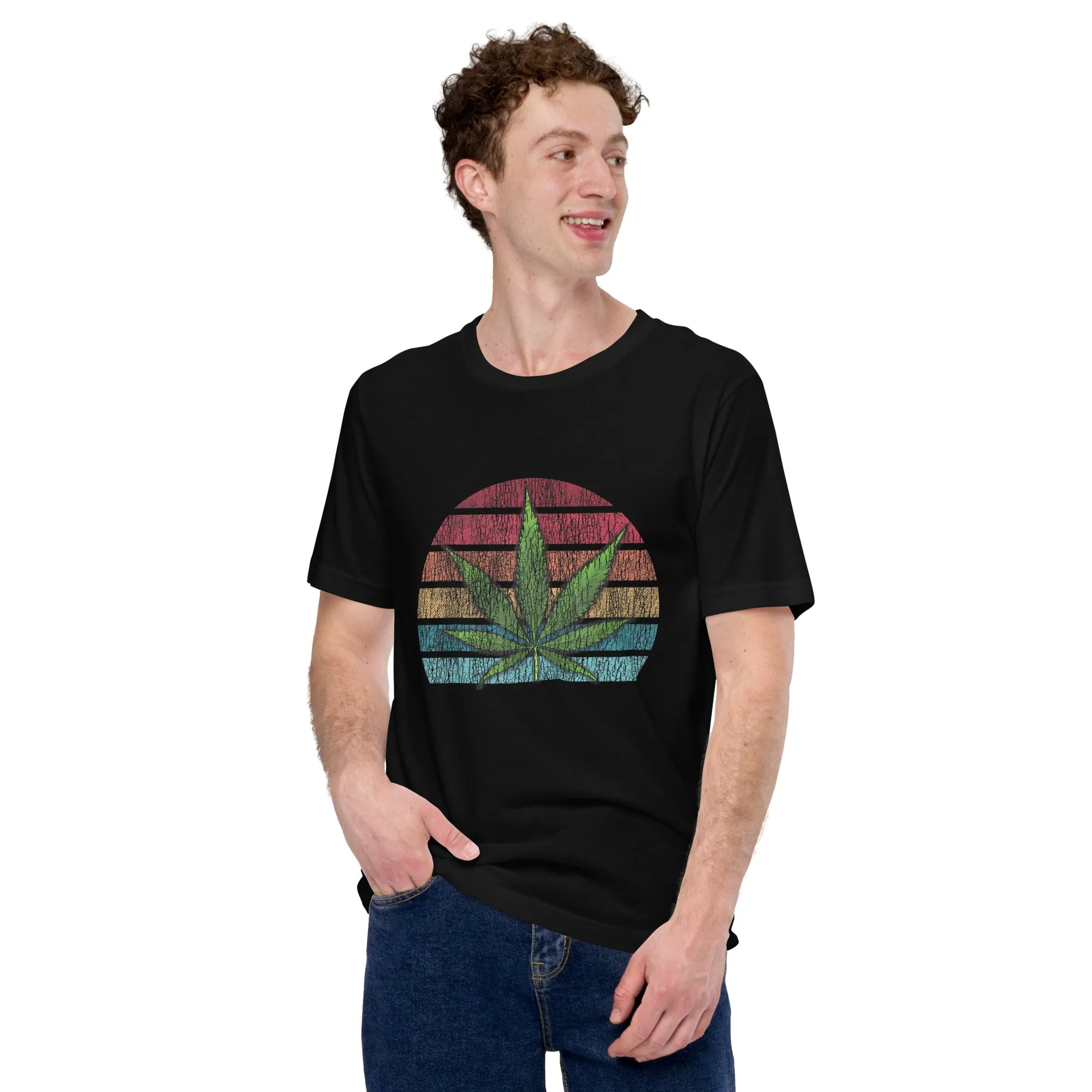 Vintage-Marijuana-Weed-Cannabis-Leaf-Retro-Stoner-Unisex t-shirt