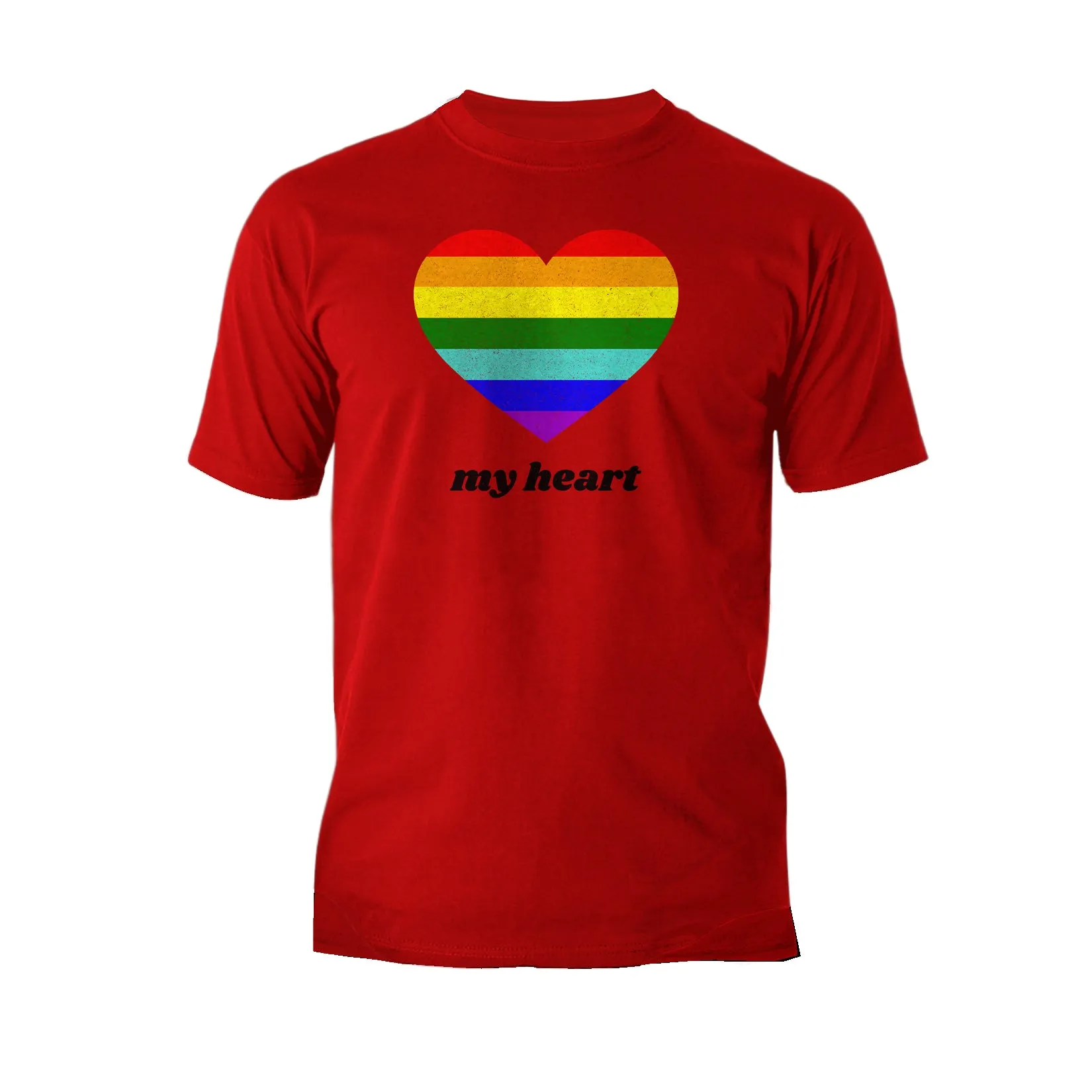 Vintage Valentine Rainbow My Heart Men's T-shirt