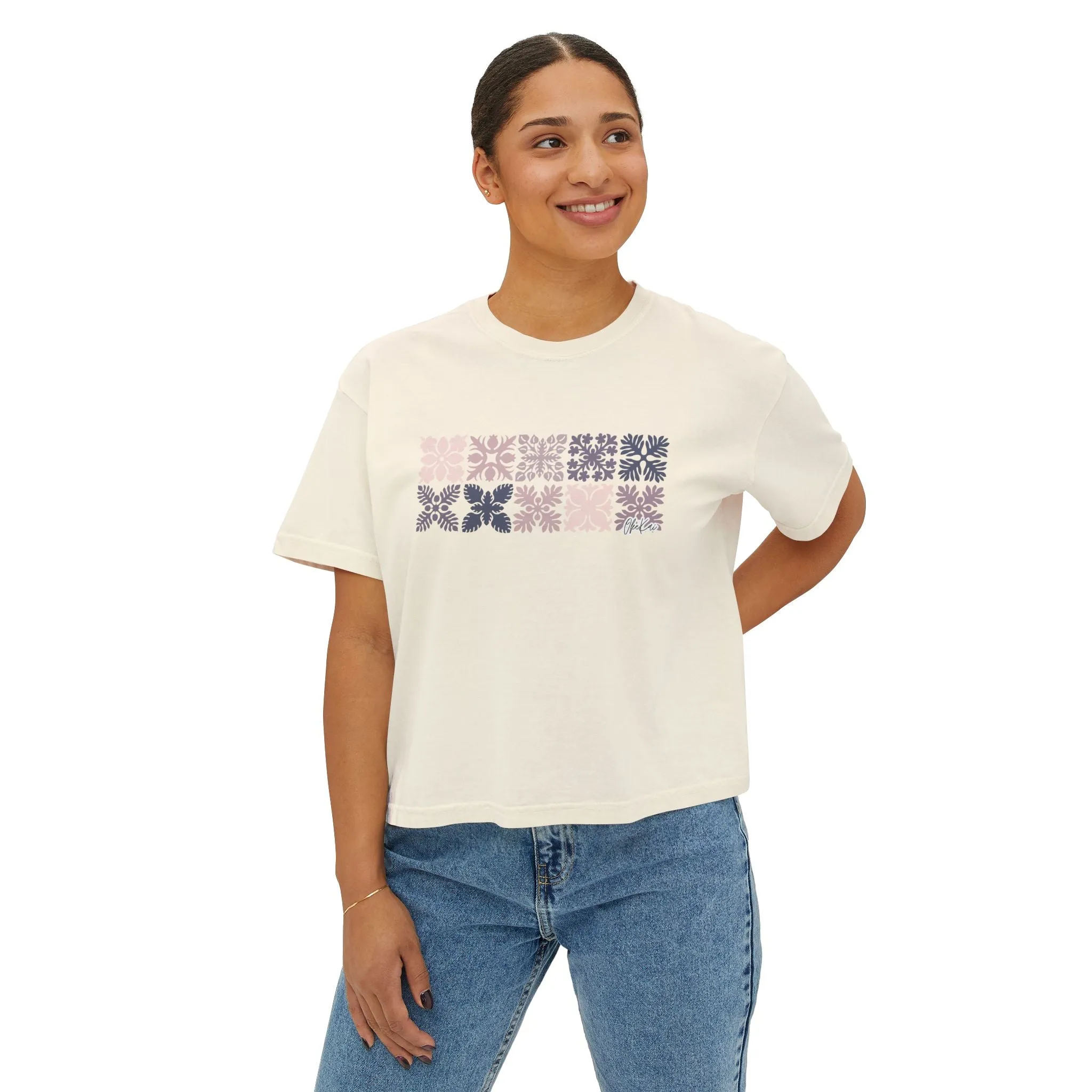 Wahine Quilt Boarder Boxy Tee