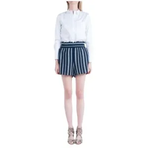 Waverly Grey Navy Blue And White Striped Elastic Waist Violet Shorts Size L