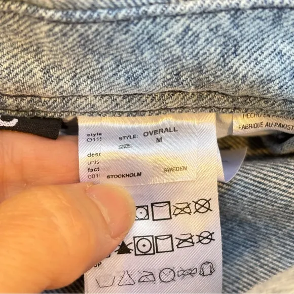 WeSC Overall Shorts Daisy Print Light Wash Denim Y2K Streetwear M/L/4 Unisex NEW
