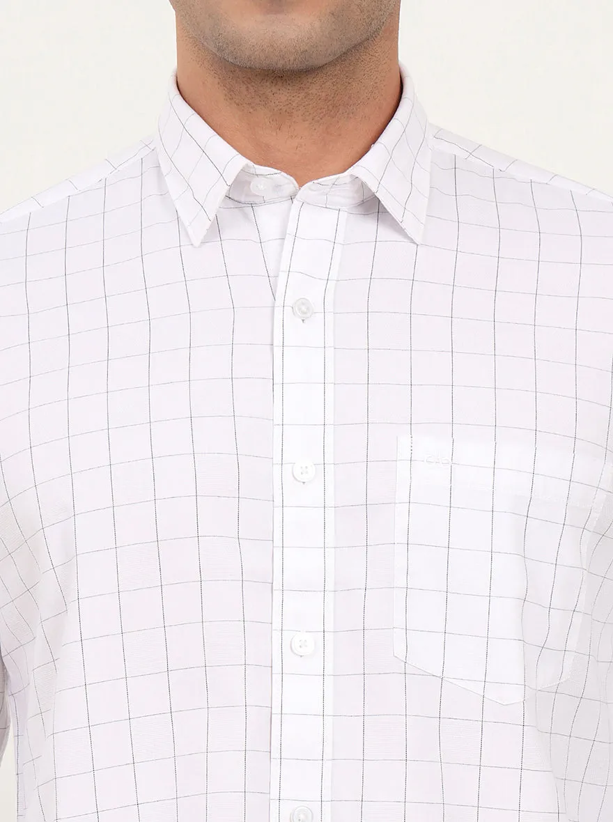 White Checked Slim Fit Semi Casual Shirt | JadeBlue