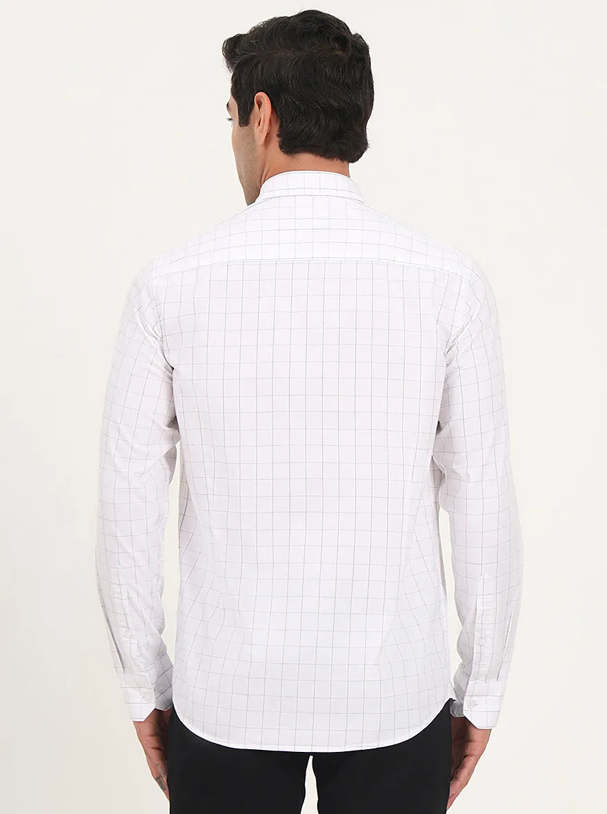 White Checked Slim Fit Semi Casual Shirt | JadeBlue