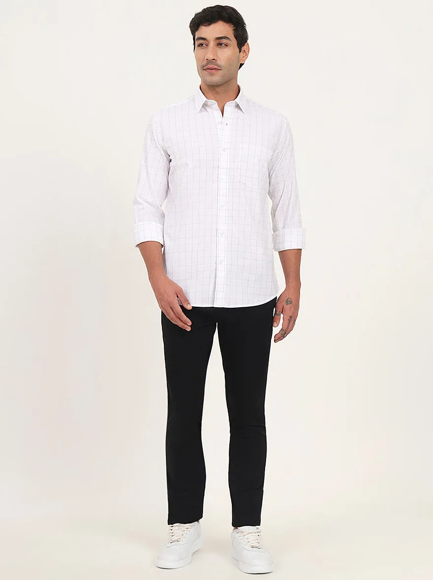 White Checked Slim Fit Semi Casual Shirt | JadeBlue