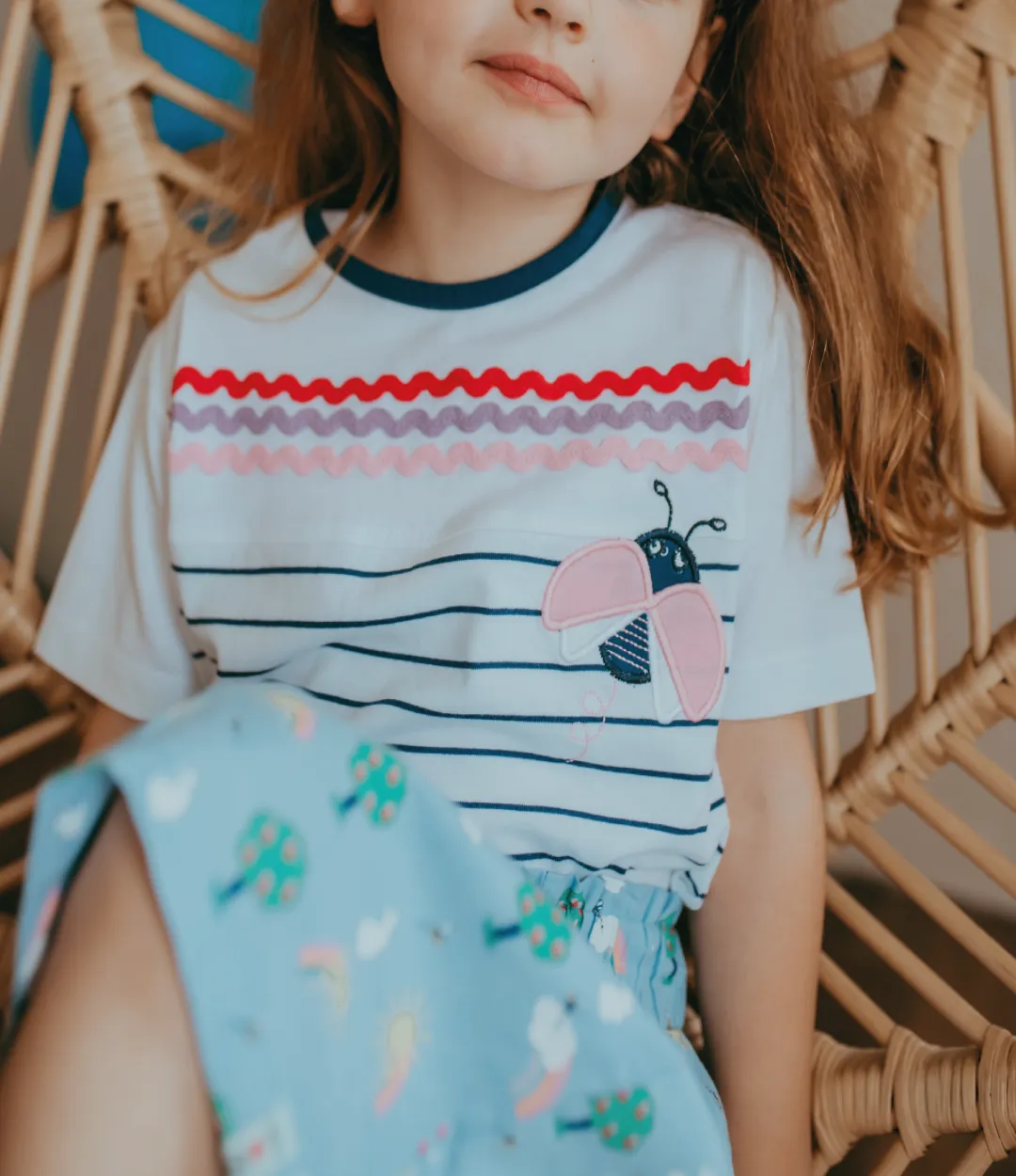 White Lady Bug Applique Top