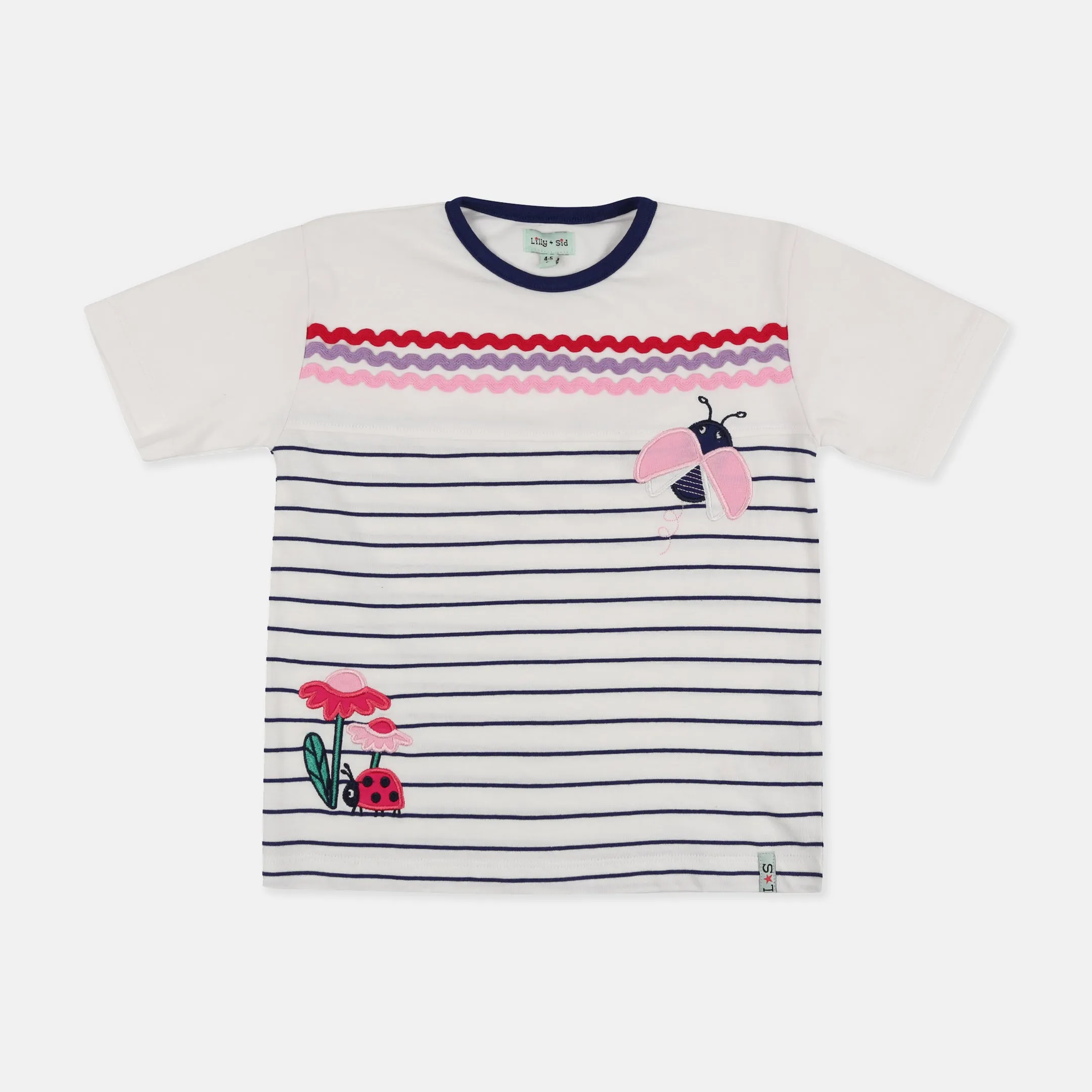 White Lady Bug Applique Top