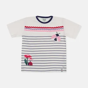 White Lady Bug Applique Top
