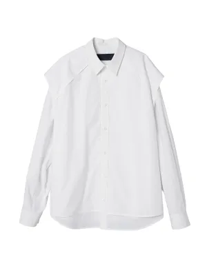 White Piping Detailed Layered Shirt