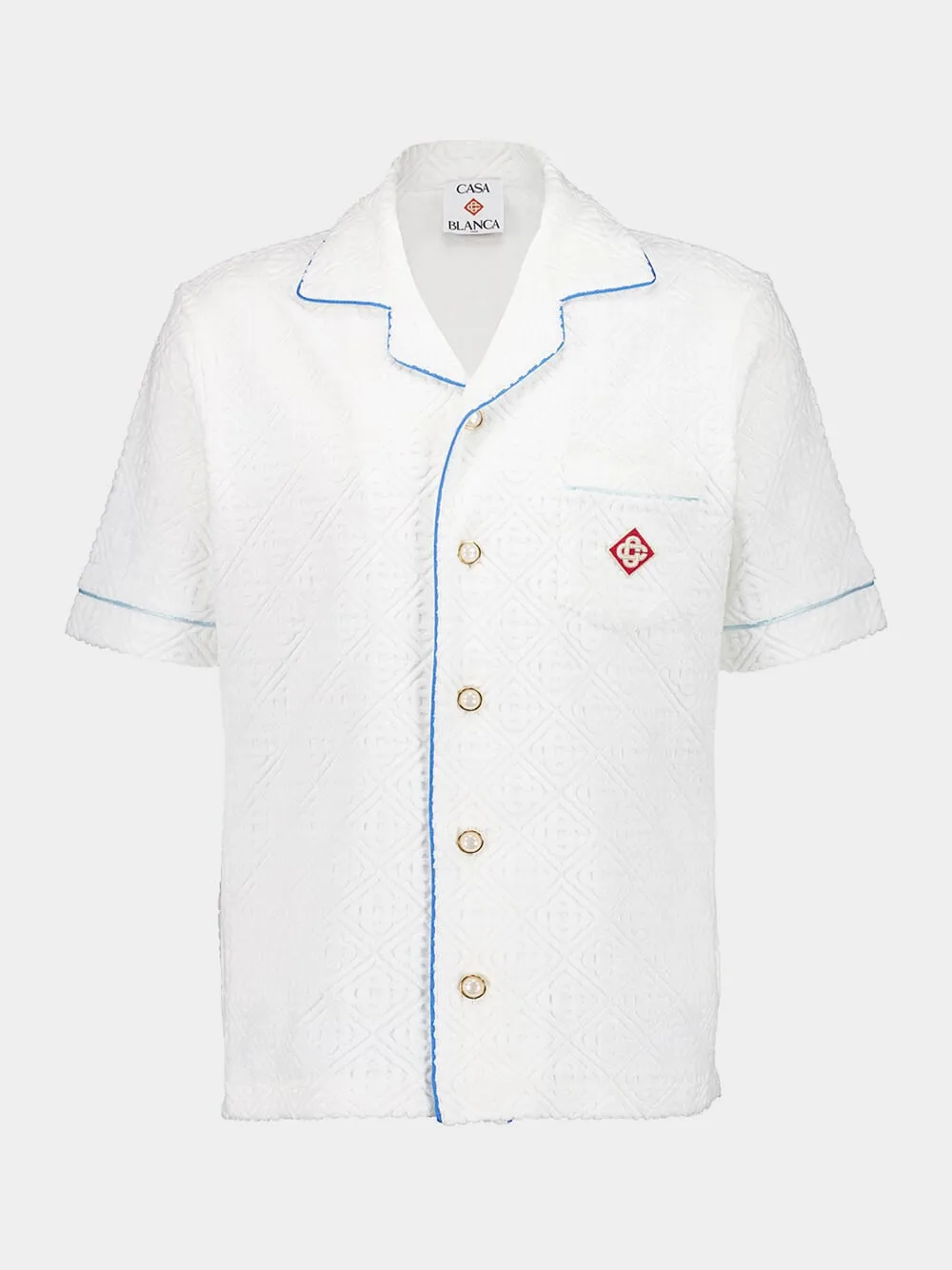 White Tennis Stripe Towelling Shirt