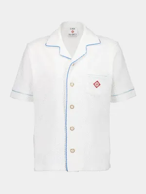 White Tennis Stripe Towelling Shirt