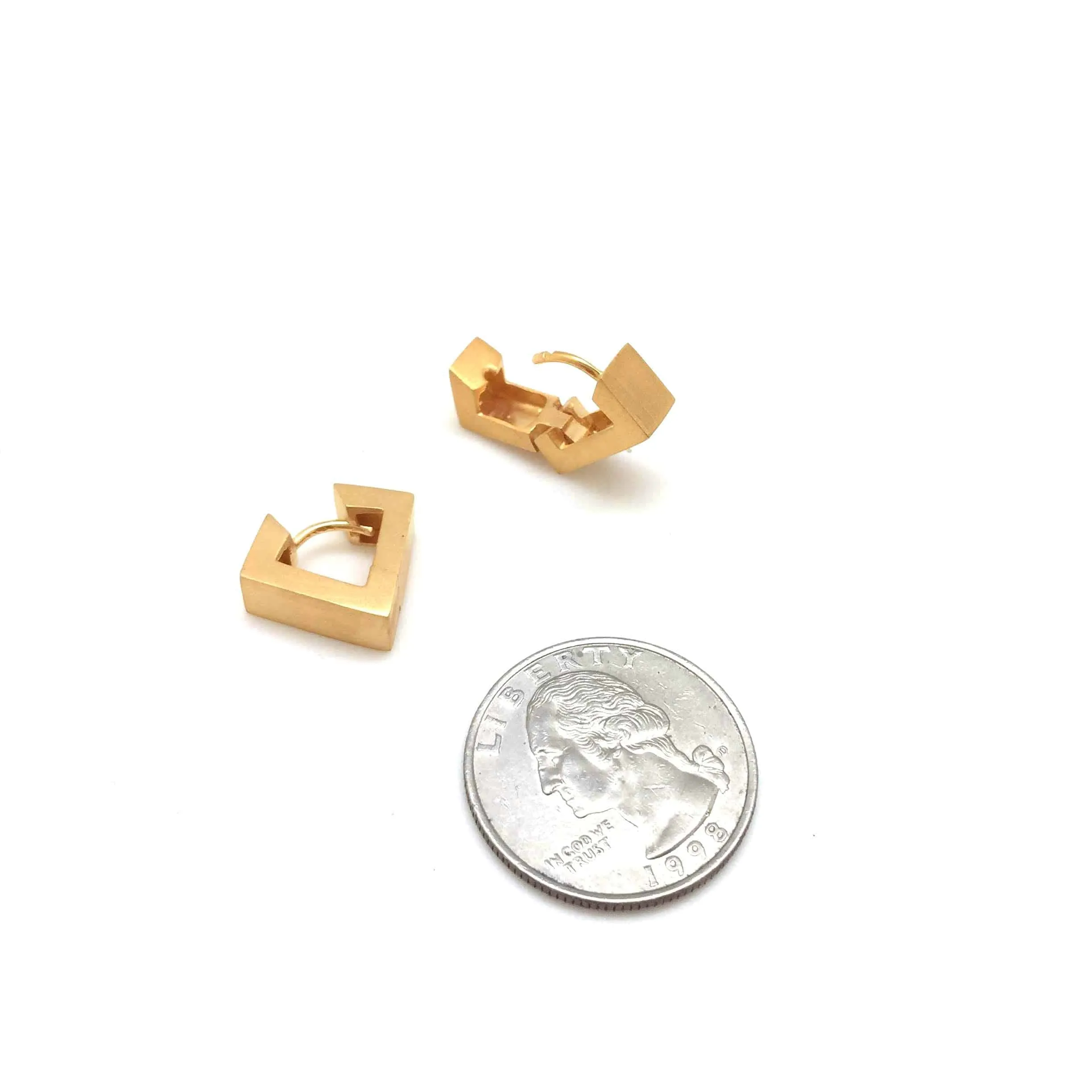 Wide Sharp 'V' Gold Vermeil Hoops, Short