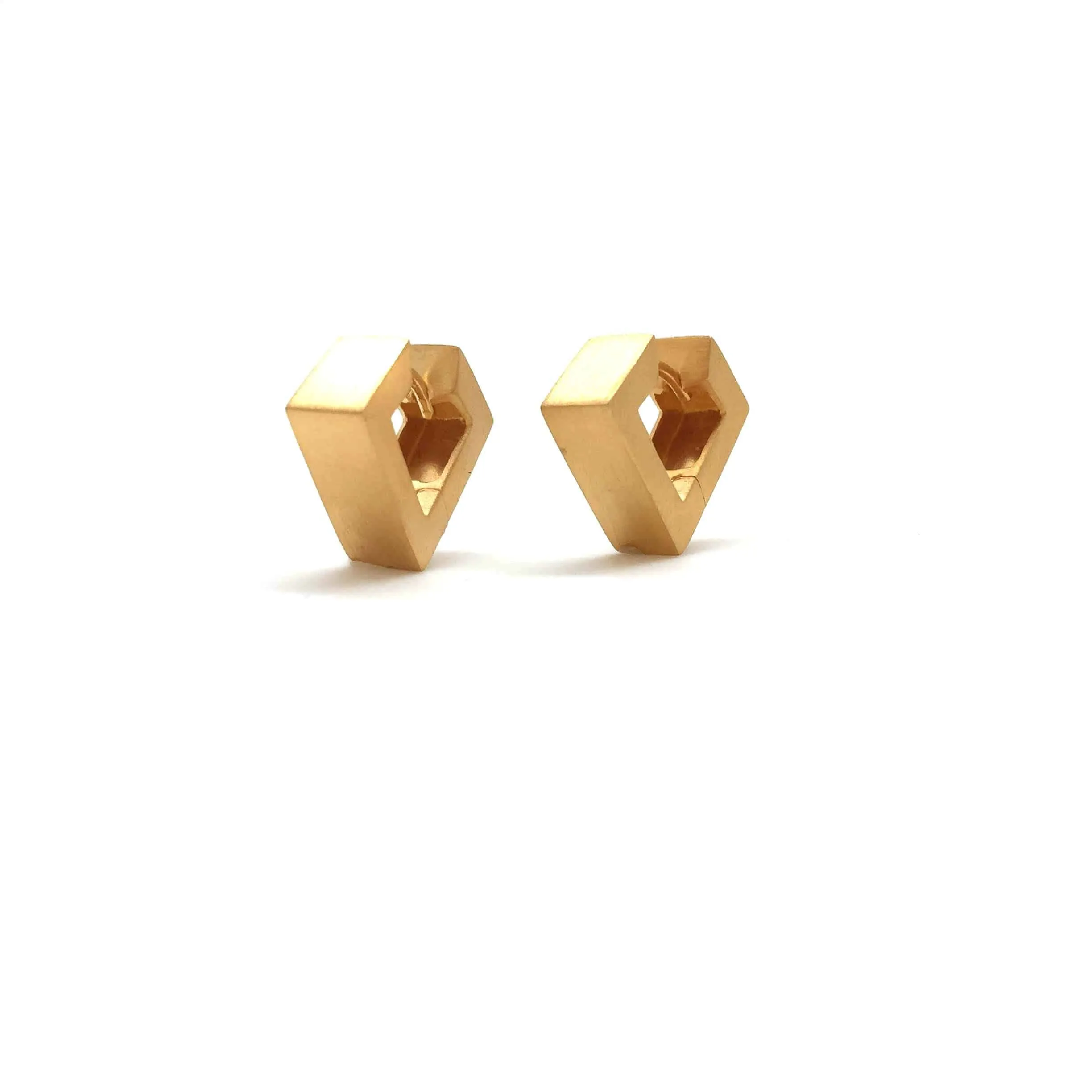 Wide Sharp 'V' Gold Vermeil Hoops, Short