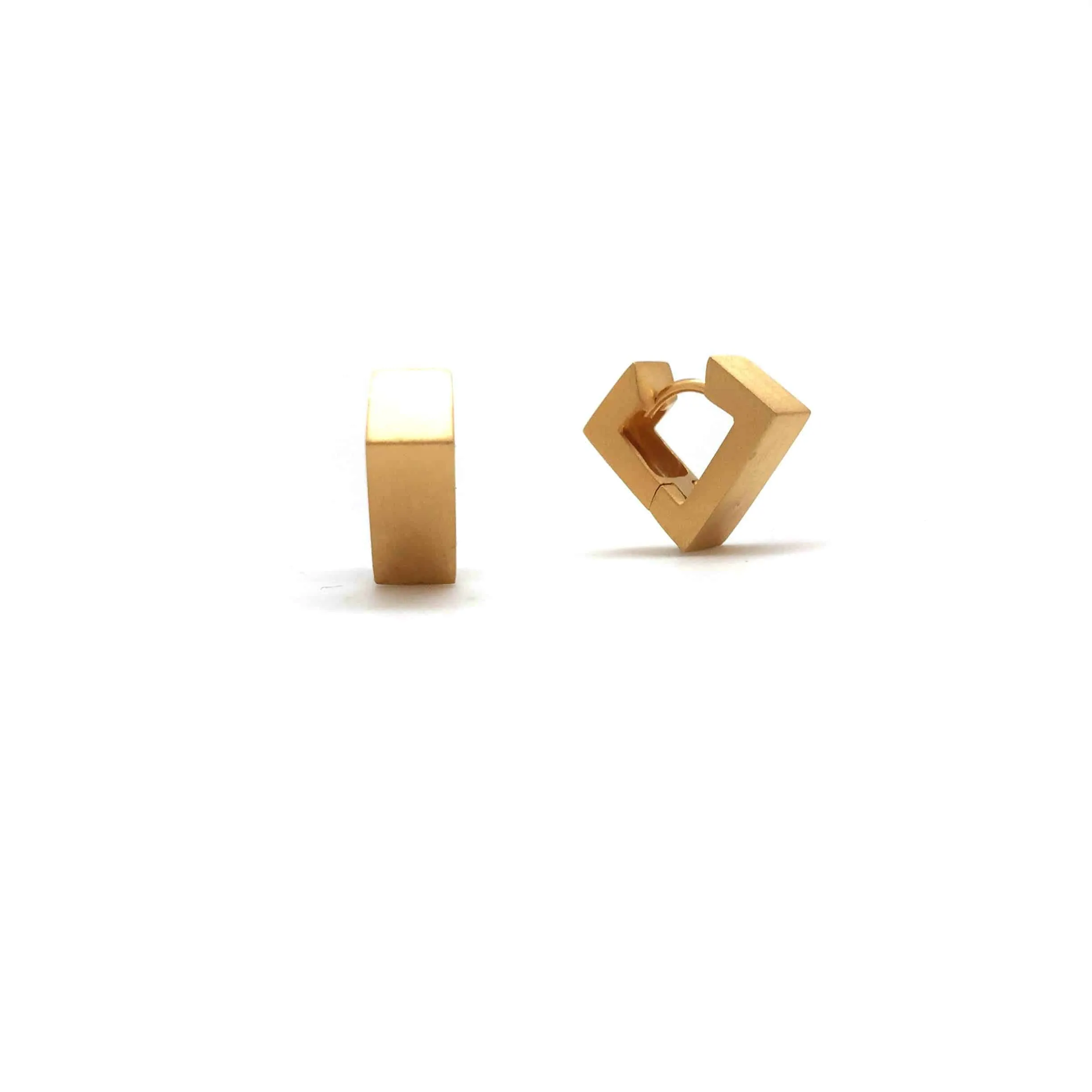 Wide Sharp 'V' Gold Vermeil Hoops, Short