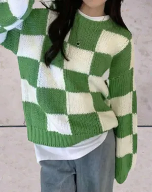 Women's checked knit Delilah sweater