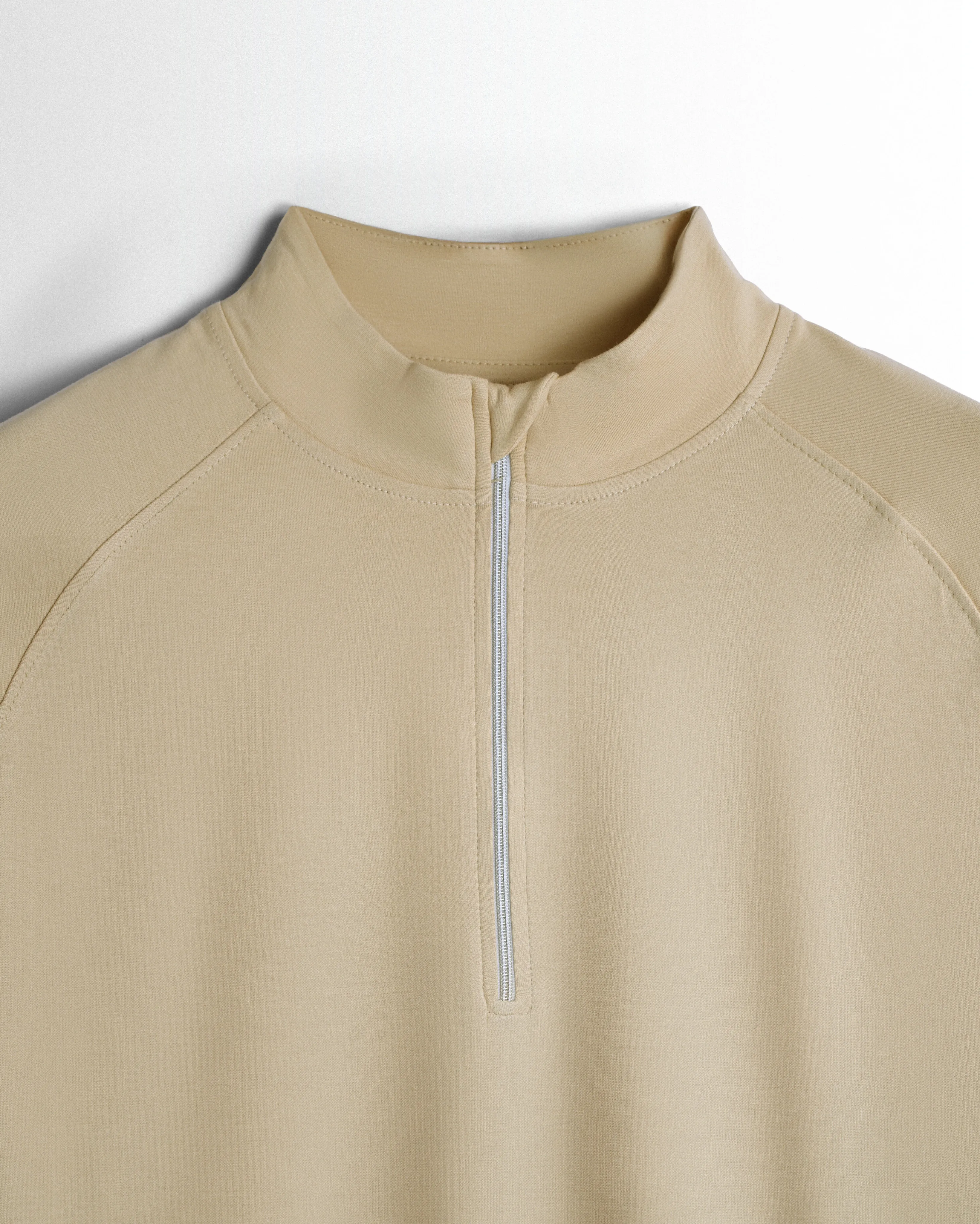 Womens Hineck Zipper Beige Full Sleeve