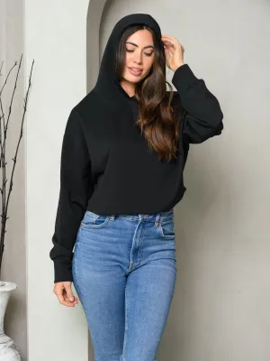 WOMEN'S LONG SLEEVE SOLID HOODED SWEATER