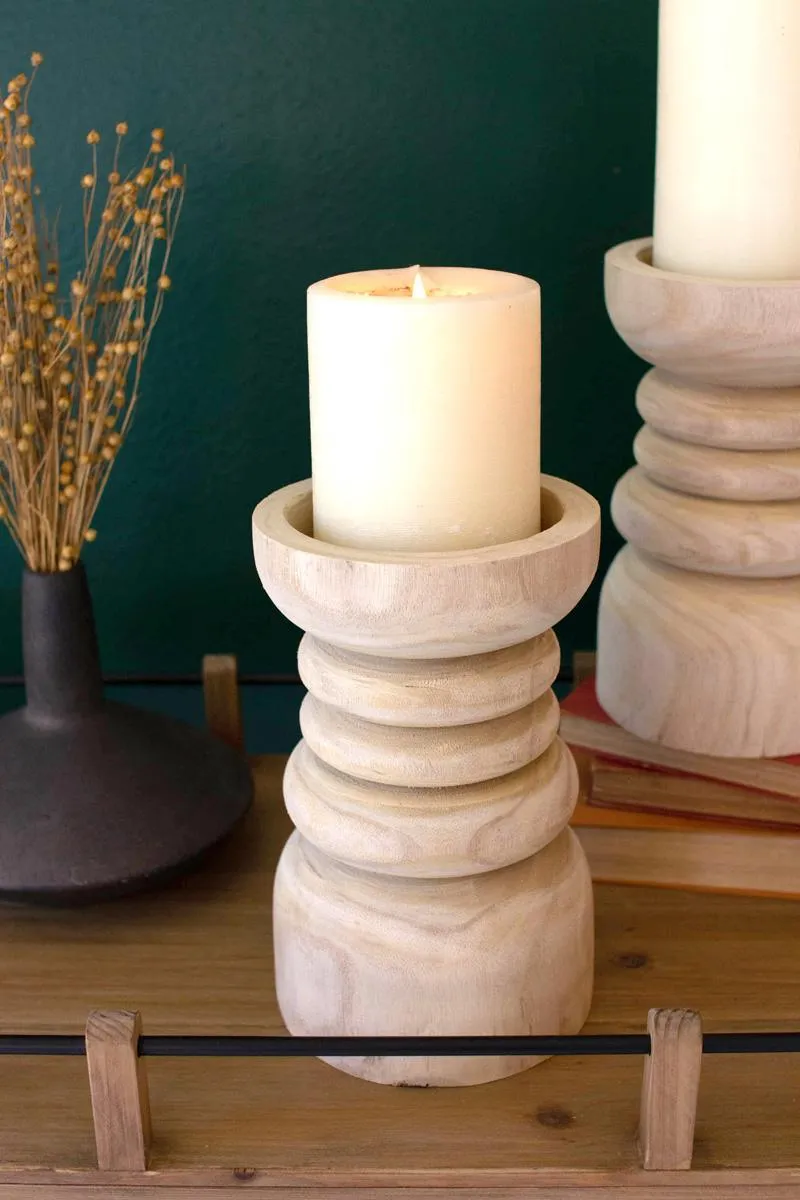 Wooden Pillar Candle Holder (Pack of 2)